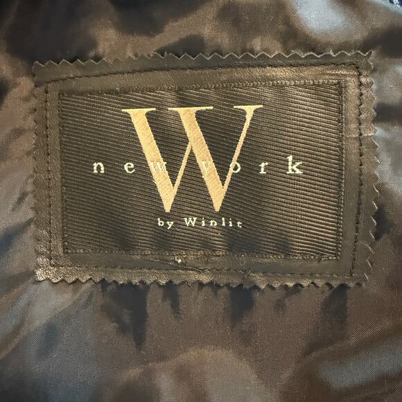 Women's Winlit Long Black 100% Leather Button Front Coat Size Medium - Picture 4 of 9